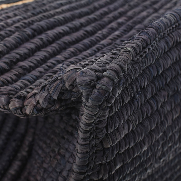 BALENCIAGA Basket Bag Natural Navy Blue Raffia Leather Handbag - Picture 6 of 11